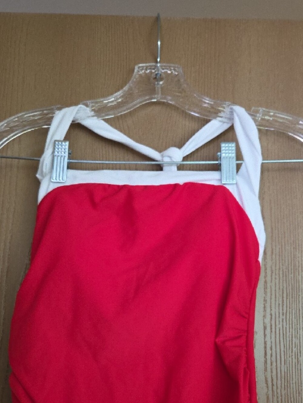 Red & White One-Piece Swimsuit with Halter Strap...size Med - Picture 2 of 4